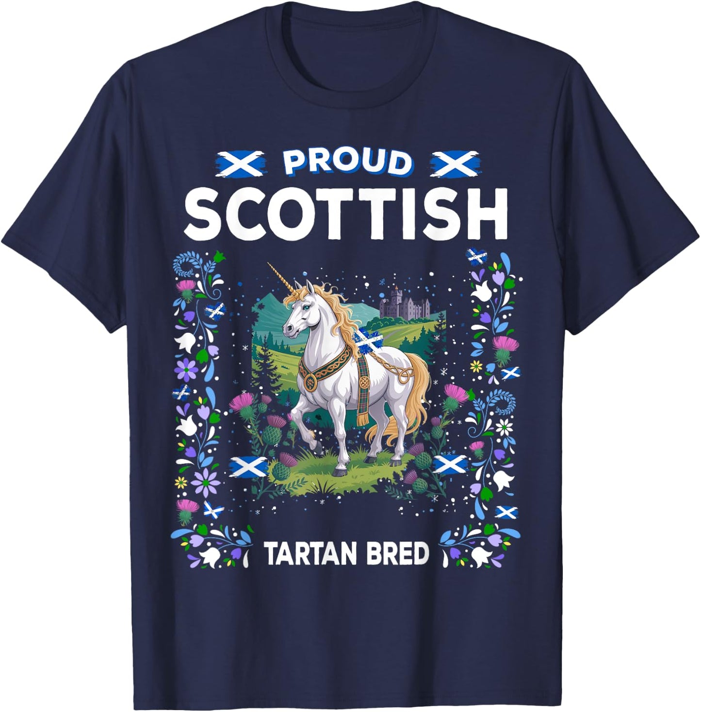 Scottish Unicorn Flag Costume Idea For Kids Scotland Unicorn T-Shirt - T-Shirt | Navy