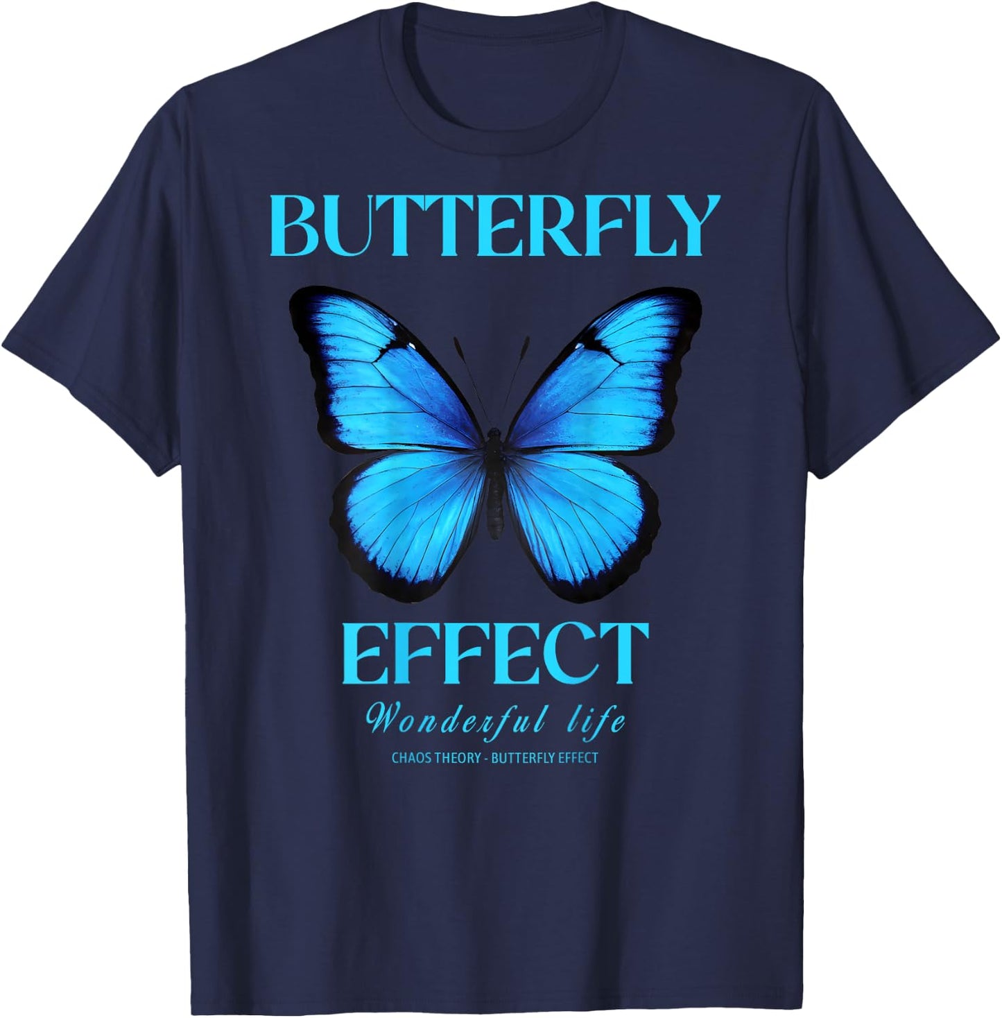 Butterfly Effect Backprint Techno Festival Tekk , black T-Shirt - T-Shirt | Navy