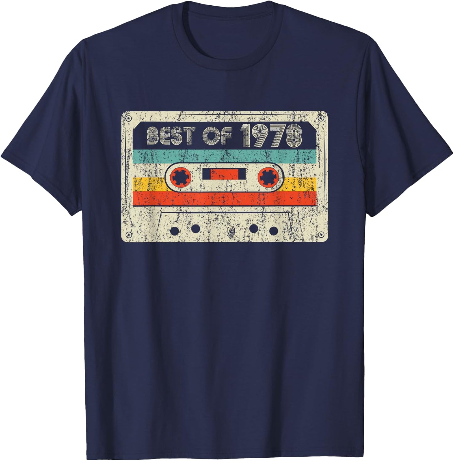 Best Of 1978 Classic Birthday Yrs 1978 Cassette Tape Vintage T-Shirt - T-Shirt | Navy