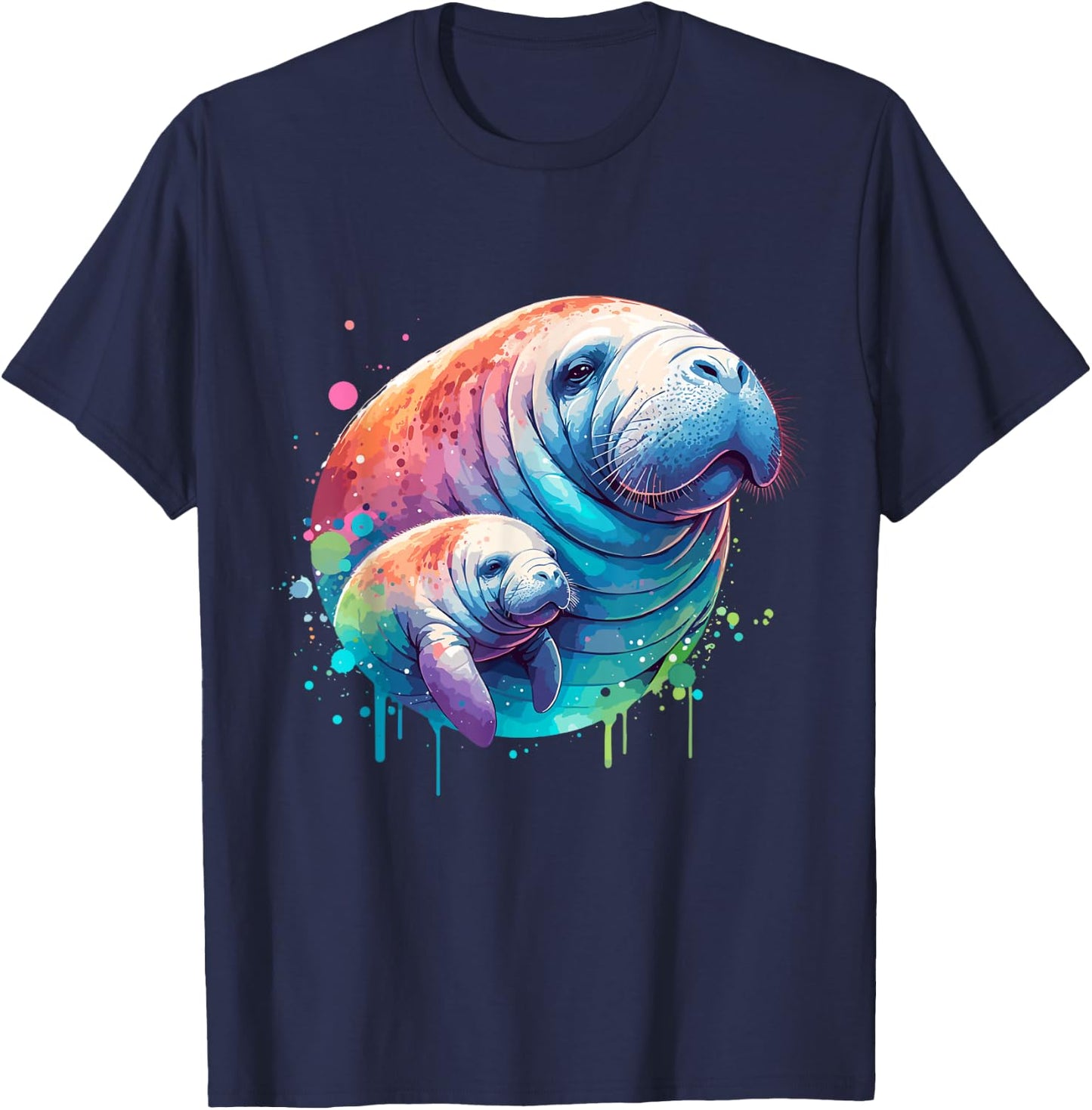 Sea Cows Manatee Mom and Baby T-Shirt - T-Shirt | Navy