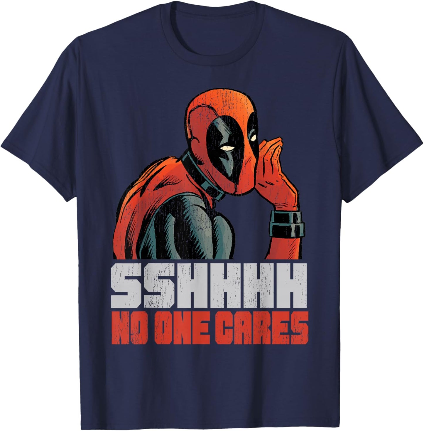 Marvel Deadpool SSHHHH No One Cares Whisper T-Shirt - T-Shirt | Navy