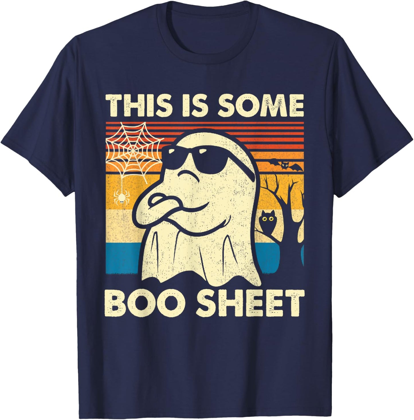 This is Some Boo Sheet Ghost Retro Funny Halloween Men Women T-Shirt - T-Shirt | Navy