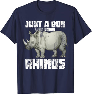 Just A Boy Who Loves Rhinos T-Shirt - T-Shirt | Navy