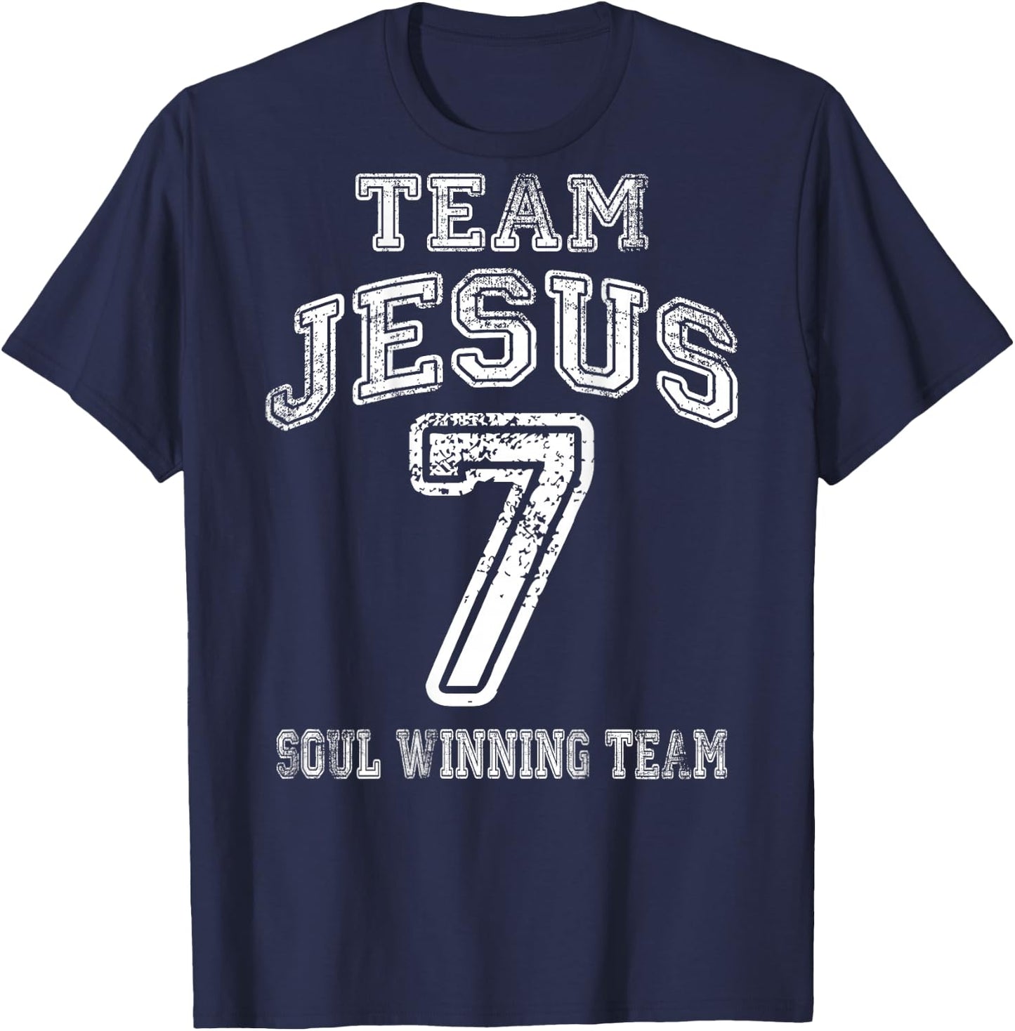 Faith Shirts By No1 - Christliche - Schwarz, S - Kurzarm - Team Jesus - Glaube Shirt Rückseite T-Shirt - T-Shirt | Navy