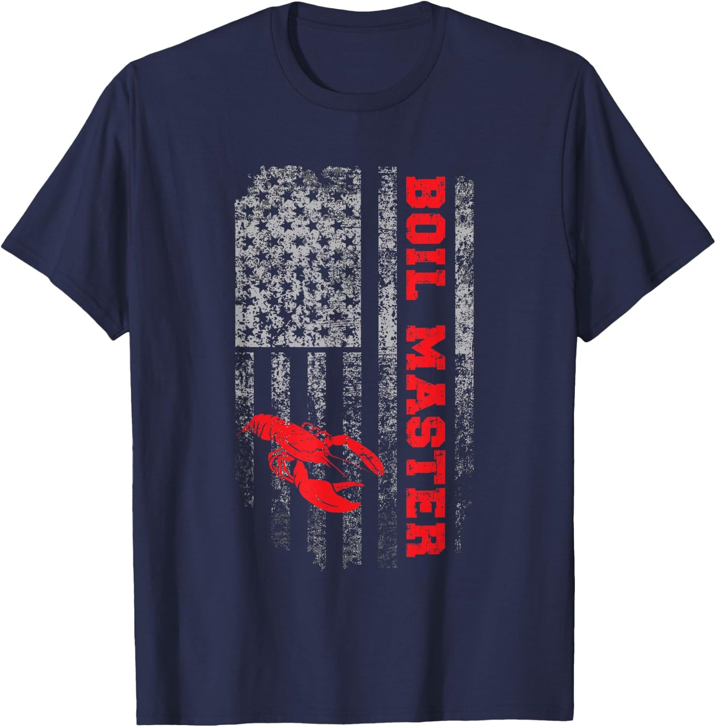 Boil Master Crawfish American Flag Crawdaddy Crayfish T-Shirt - T-Shirt | Navy