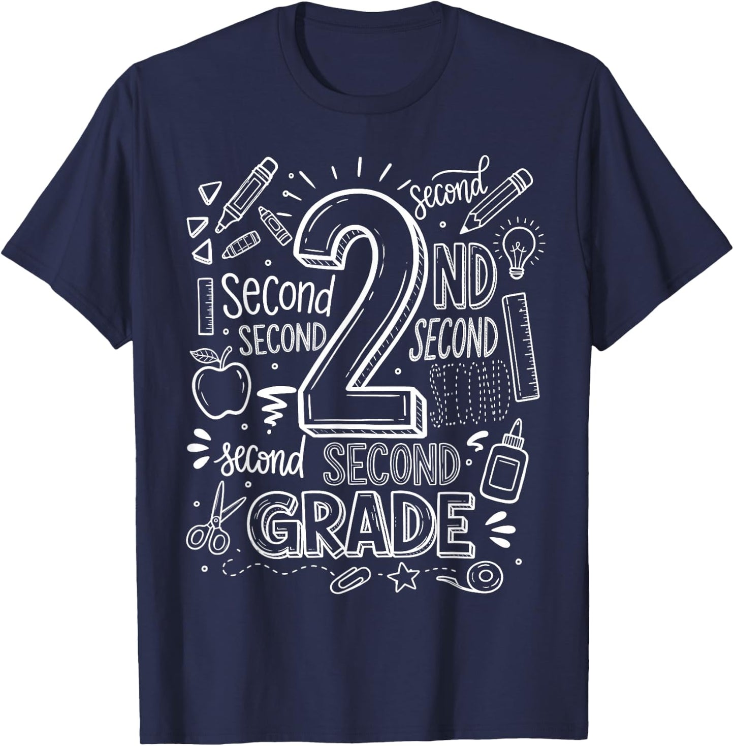 2nd Grade for Boys Back to School First Day Second Grade T-Shirt - T-Shirt | Navy