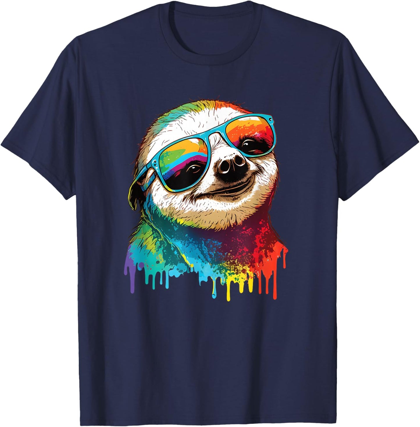 Sloth Colorful Sloth Outfit Sloth Lover T-Shirt - T-Shirt | Navy
