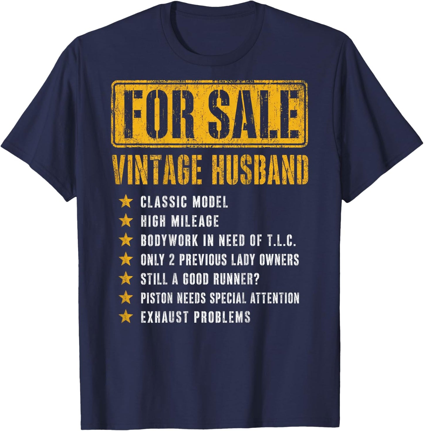 (ON Back) for Sale Vintage Husband Classic Model Fathers Day T-Shirt - T-Shirt | Navy