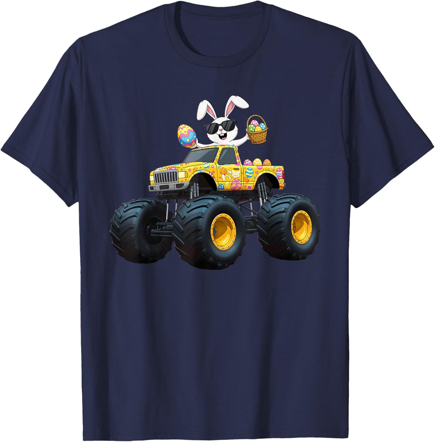 Easter Day Bunny Monster Truck Lovers Eggs Boys Girls T-Shirt - T-Shirt | Navy