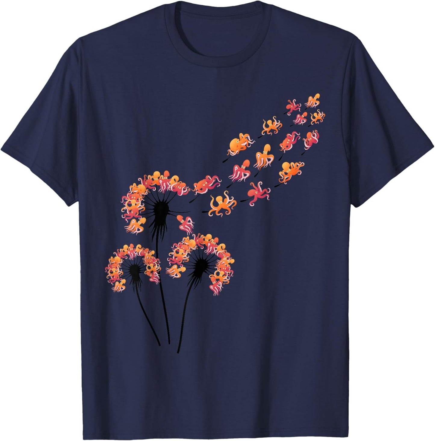 Flower Dandelion Octopus Shirt for Octopus Lover | Octopus T-Shirt - T-Shirt | Navy