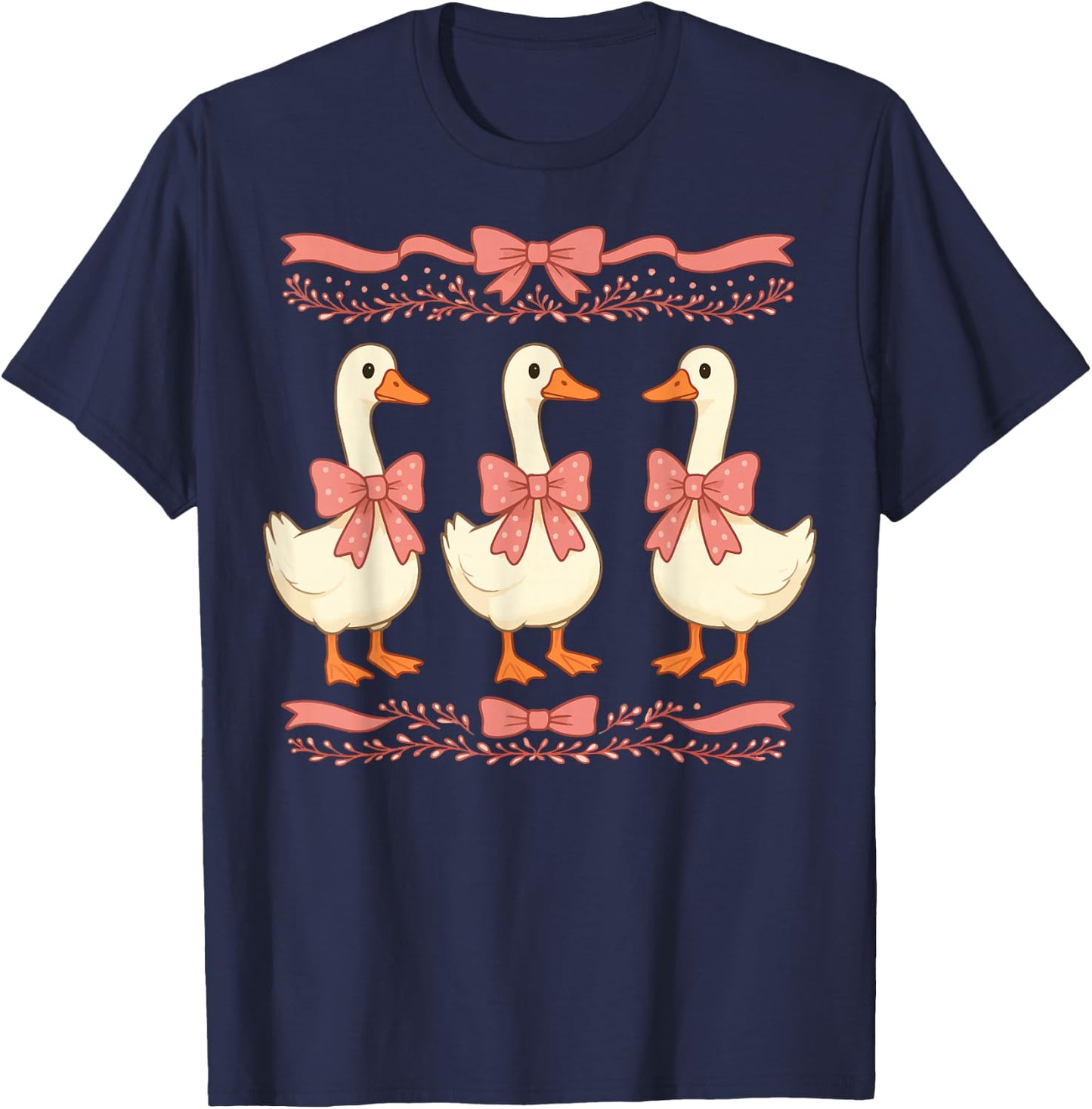 Goose Coquette Duck Pink Bow T-Shirt - T-Shirt | Navy