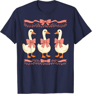 Goose Coquette Duck Pink Bow T-Shirt - T-Shirt | Navy
