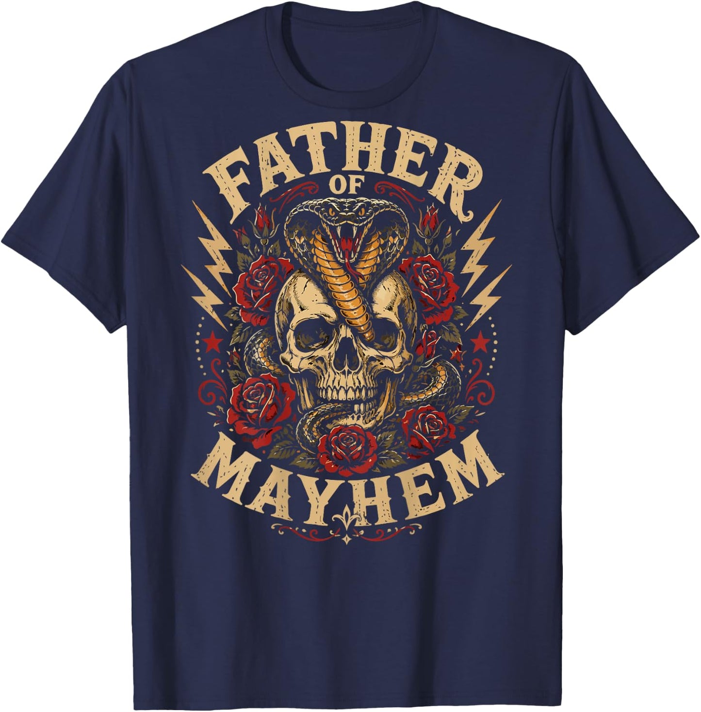 Father of Mayhem Matching Family (on Back) T-Shirt - T-Shirt | Navy