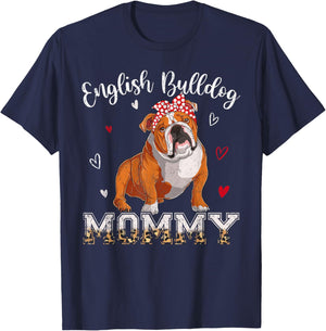 Dog Mommy Headband Heart English Bulldog Lover Mothers Day T-Shirt - T-Shirt | Navy