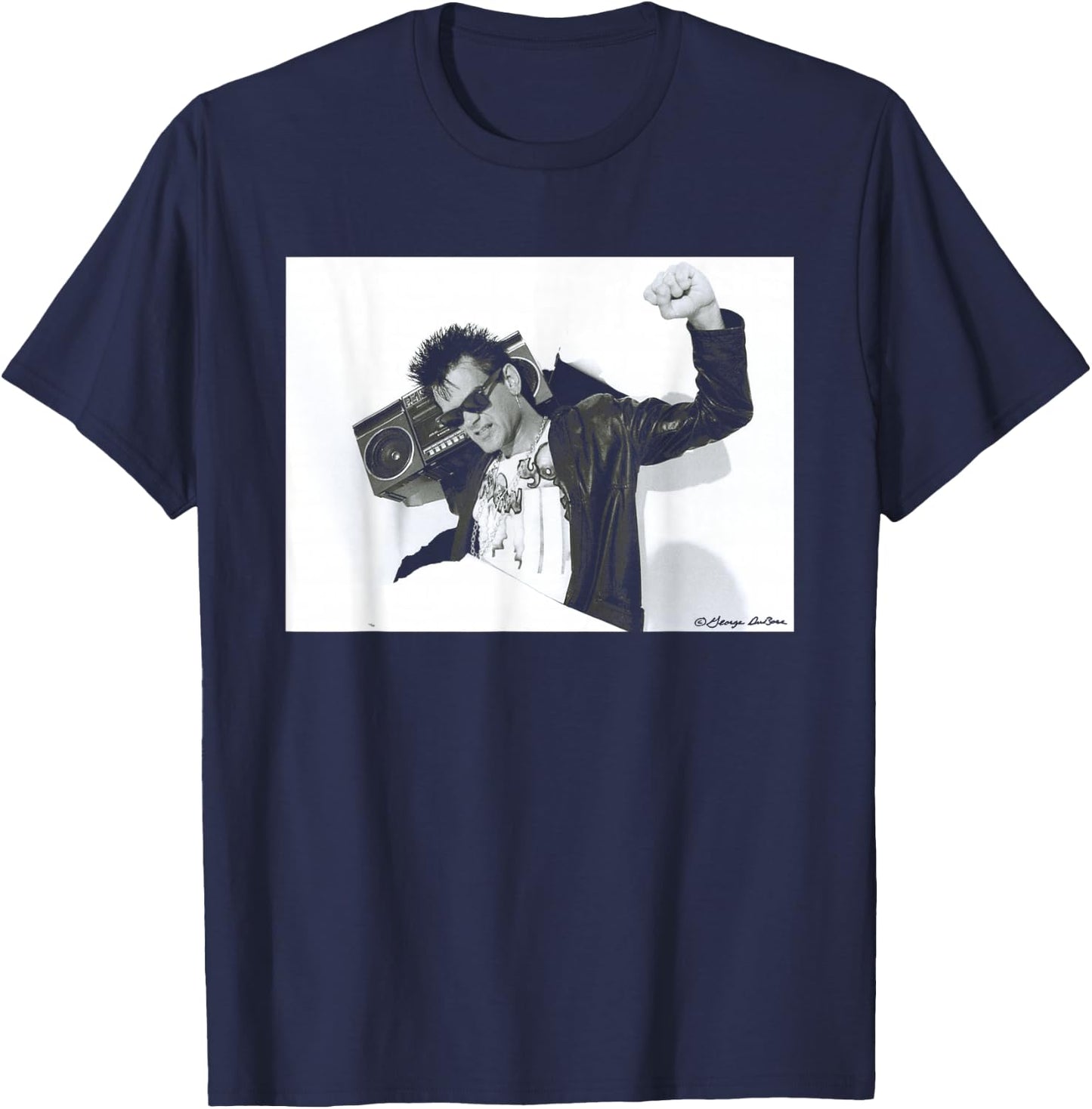 Rapper Dee Dee King of The Ramones by George DuBose T-Shirt - T-Shirt | Navy
