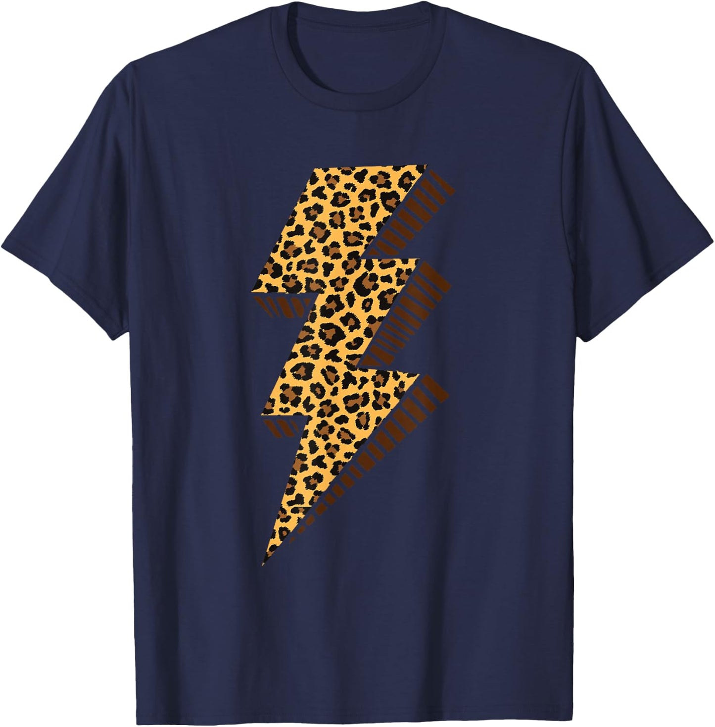 Cheetah Thunder Bolt Leopard Lightning Bolt T-Shirt - T-Shirt | Navy