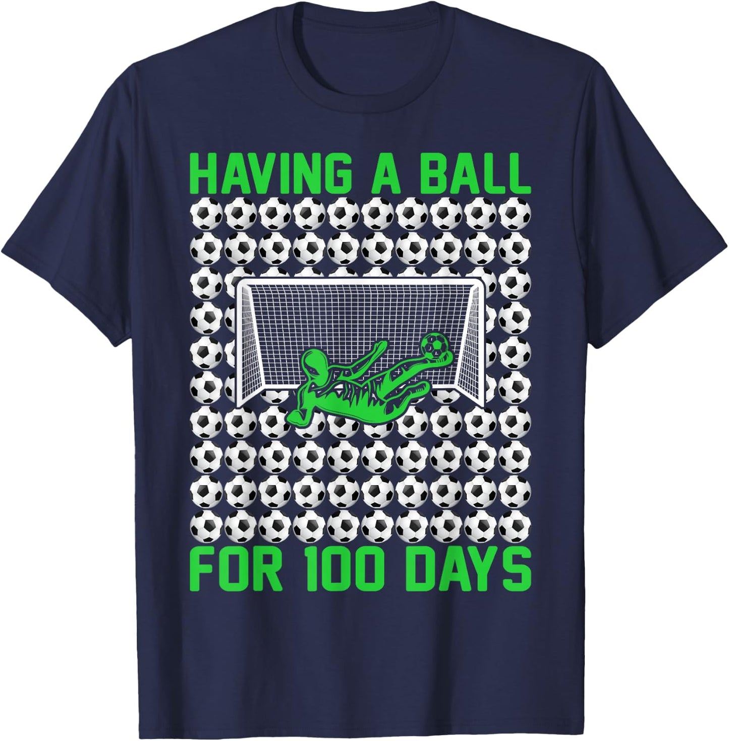 100 Days Of School Soccer 100th Day Of School For Boys Kids T-Shirt - T-Shirt | Navy