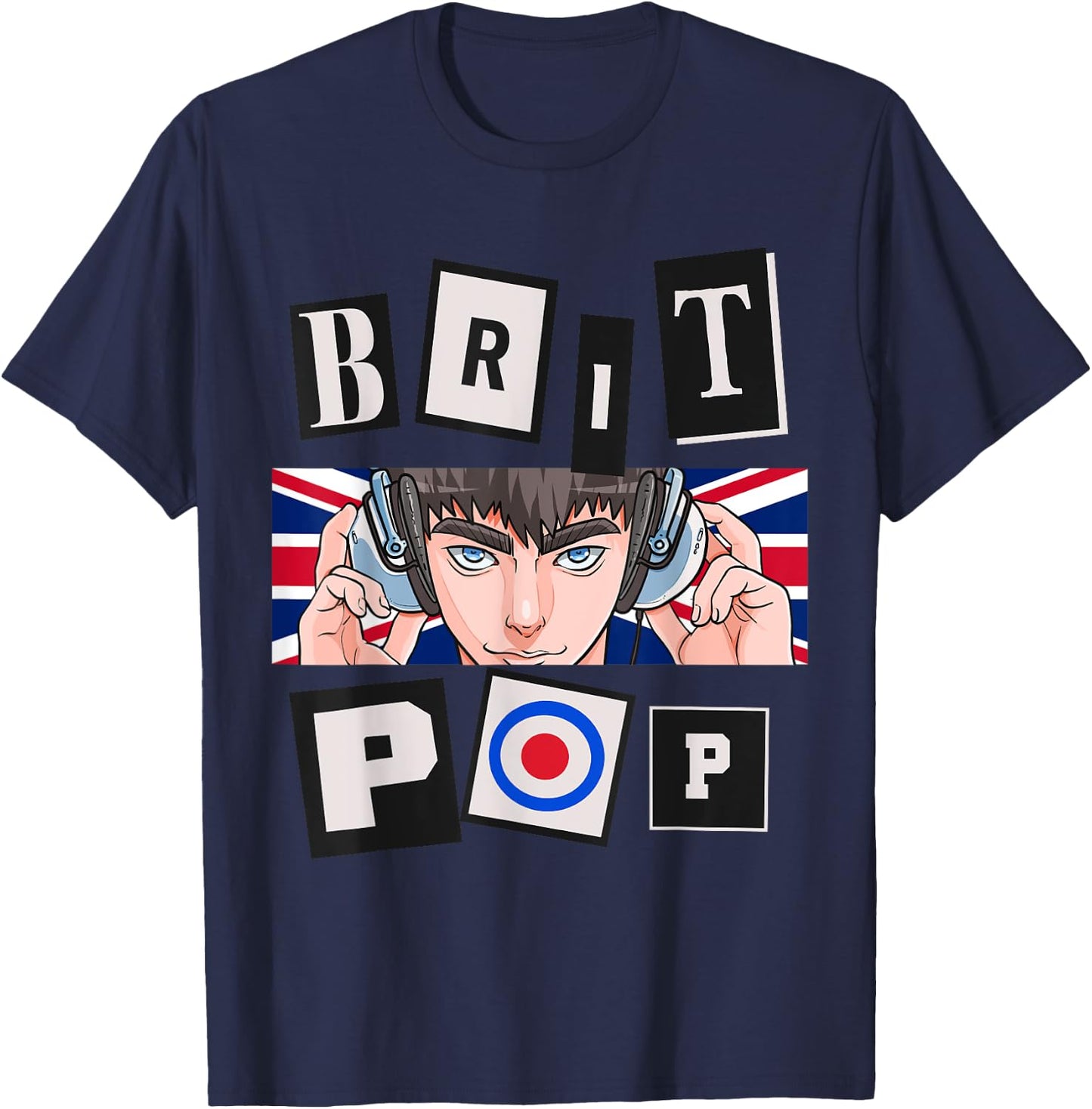 Britpop Logo British Brit Pop UK 90's Indie Rock Music Fan T-Shirt - T-Shirt | Navy