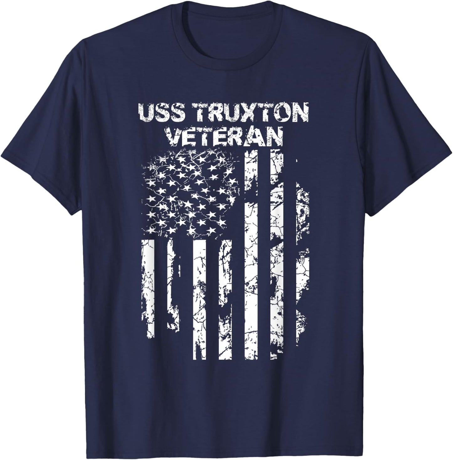 USS Truxton Military Veteran Distressed USA Flag T-Shirt - T-Shirt | Navy