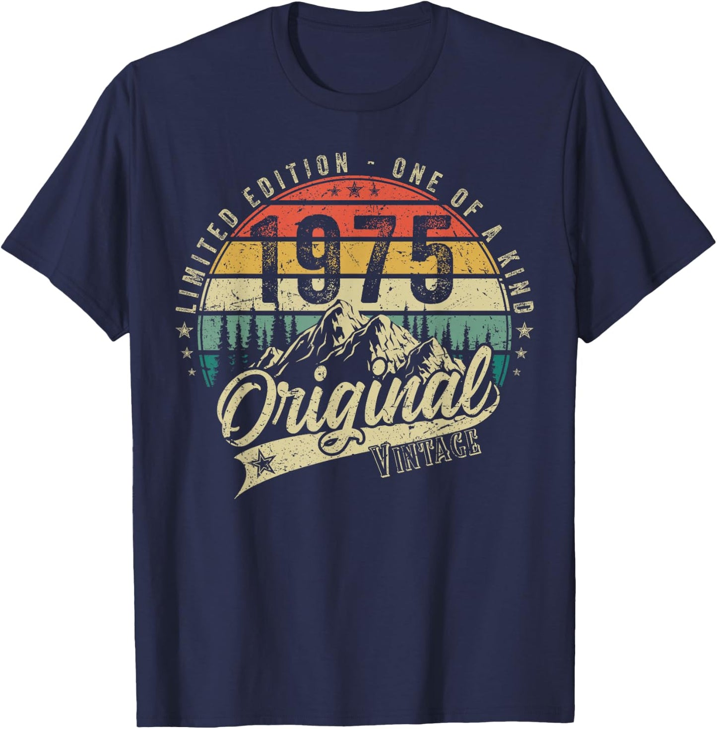1975 Vintage Vintage Birthday Retro Men's Women's Gift , black T-Shirt - T-Shirt | Navy