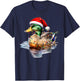 Christmas Duck Hunting Santa Xmas Light Country Mallard Duck T-Shirt - T-Shirt | Navy