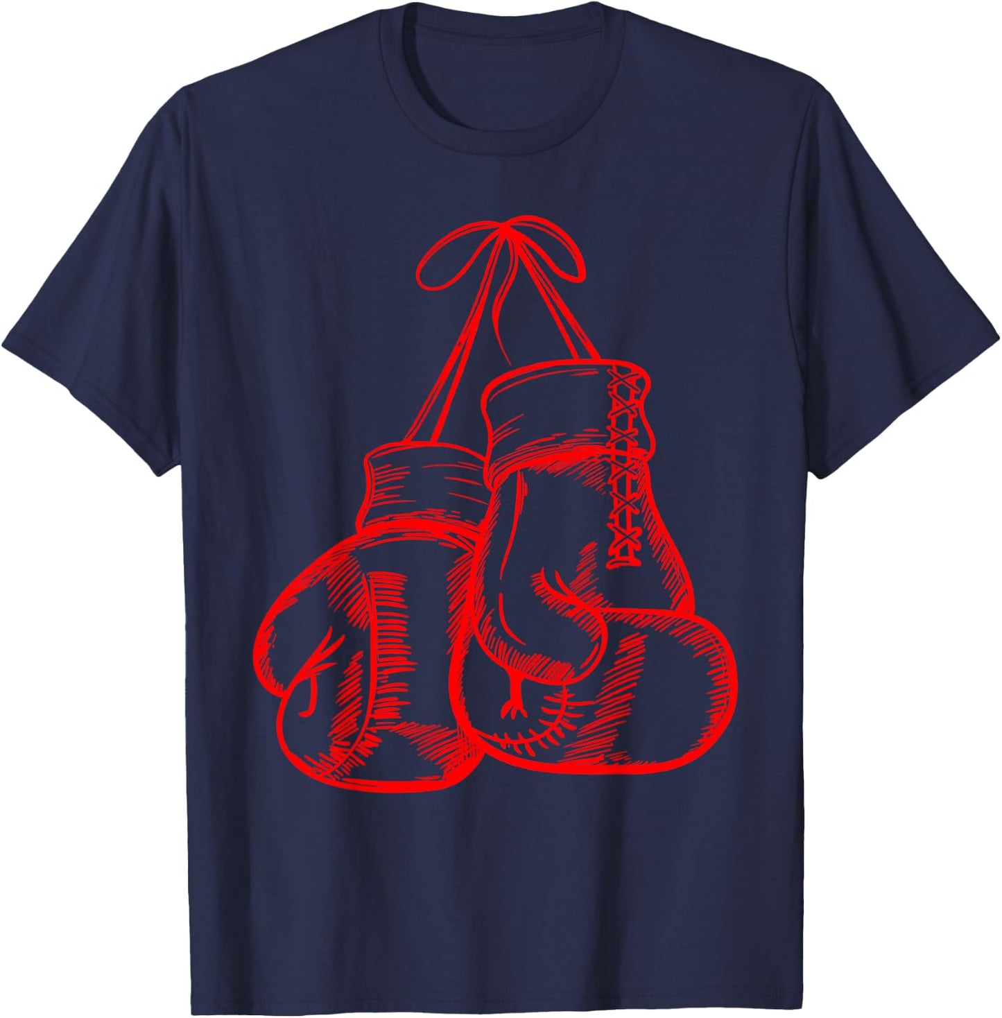 Retro Love Red Boxing Gloves Gifts Boxer Gift T-Shirt - T-Shirt | Navy