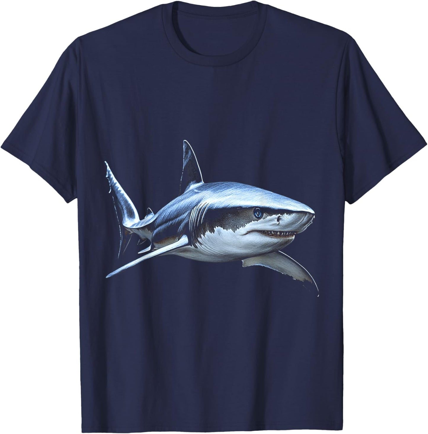 Shark Animal Blue Eyes Artwork Shark , black T-Shirt - T-Shirt | Navy