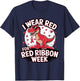 I Wear Red For Red Ribbon Week Awareness Dinosaur T-Shirt - T-Shirt | Navy