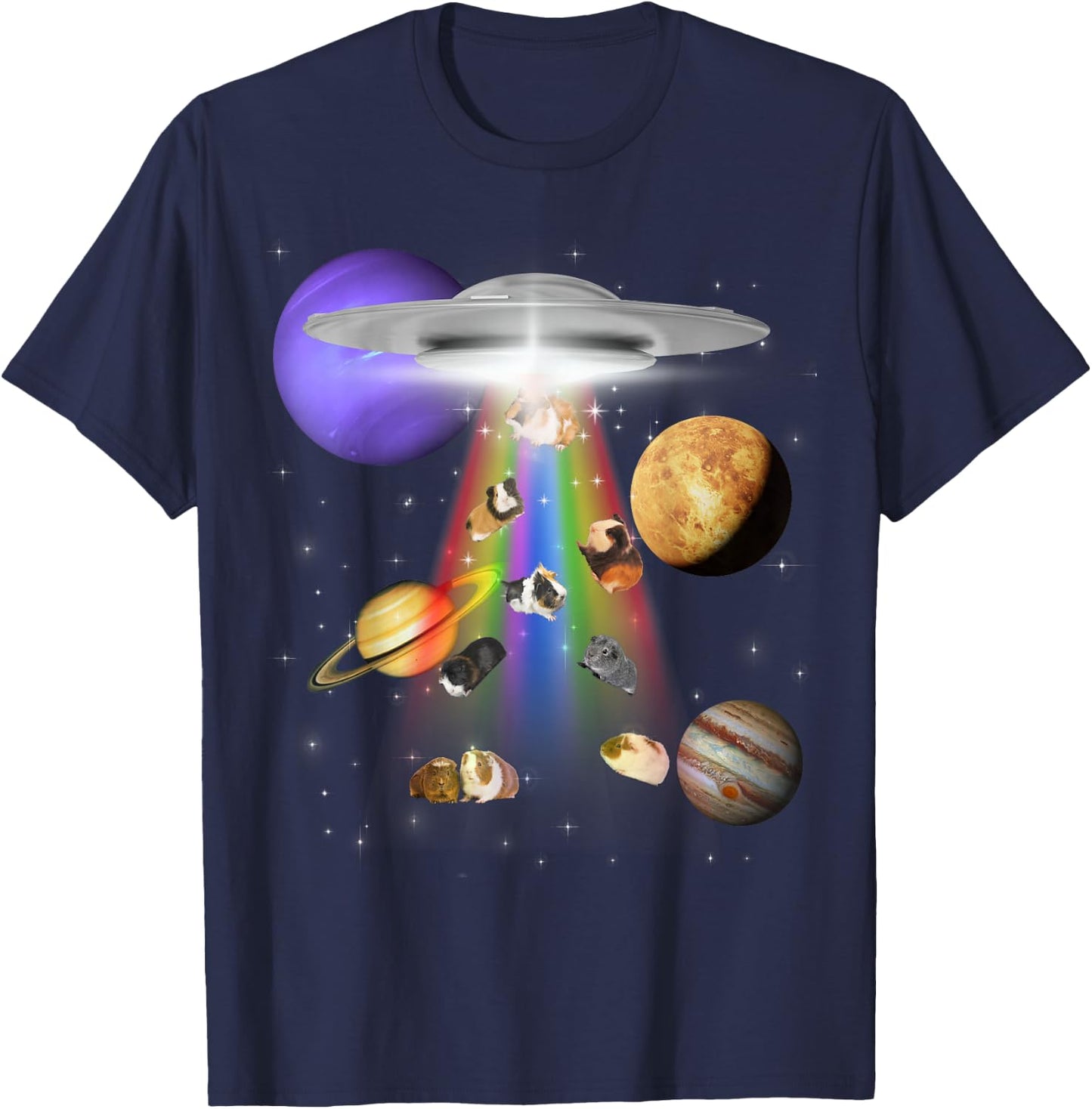 Guinea Pig Lover Alien Abduction UFO LGBTQ Subtle Pride T-Shirt - T-Shirt | Navy