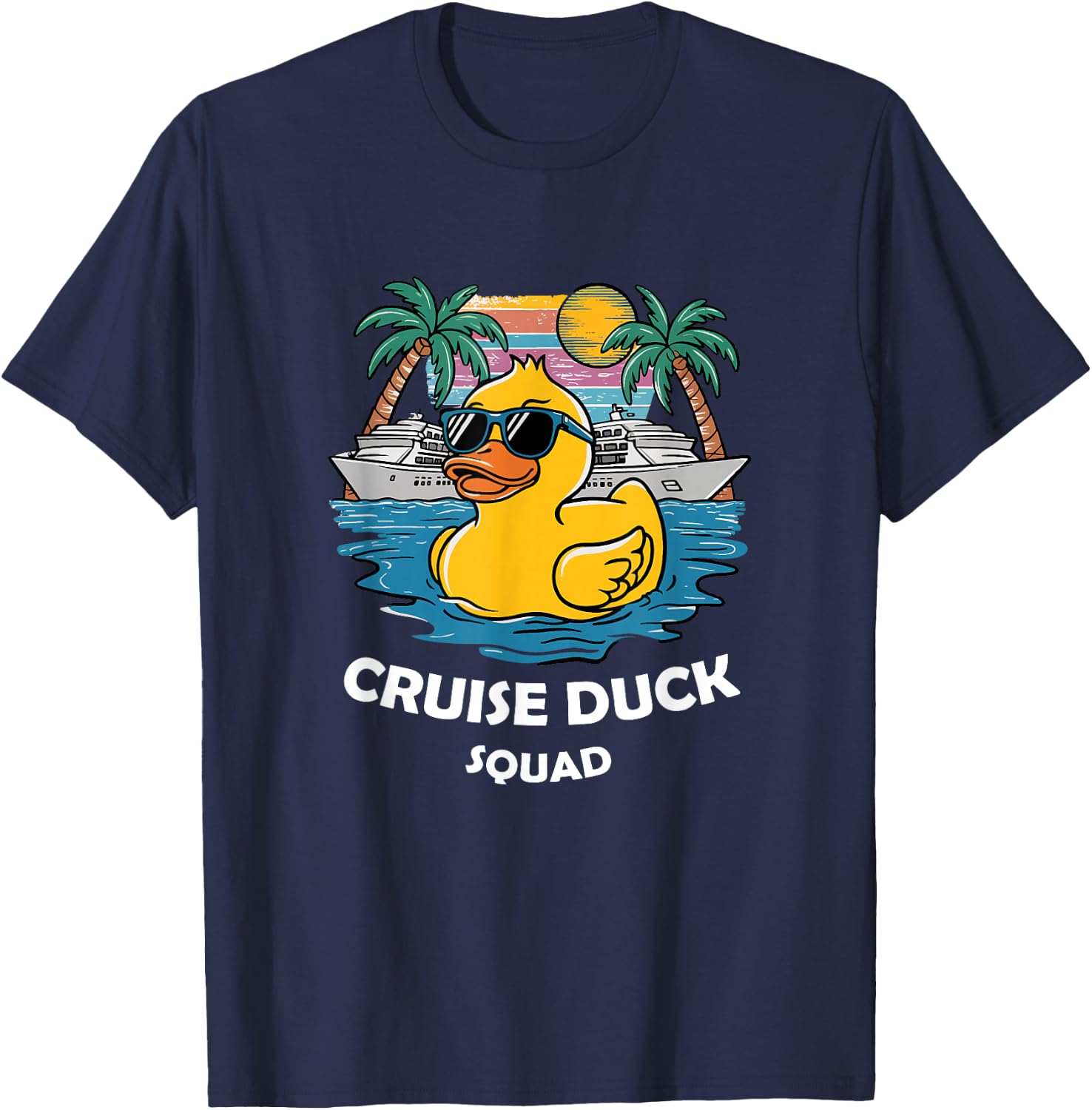 Funny Duck Cruise Rubber Duck Squad Vacation Cruise Ship T-Shirt - T-Shirt | Navy