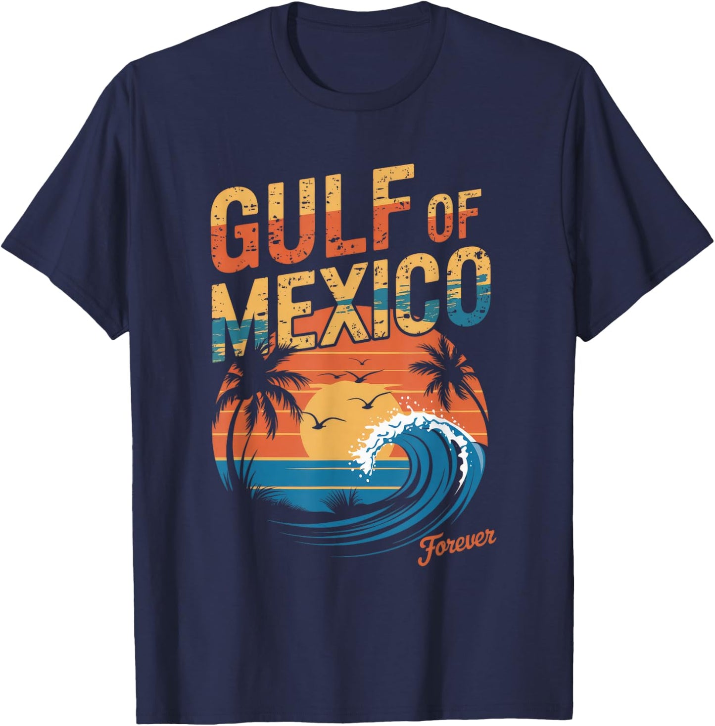 Gulf of Mexico Forever Retro Vintage Gulf of Mexico T-Shirt - T-Shirt | Navy