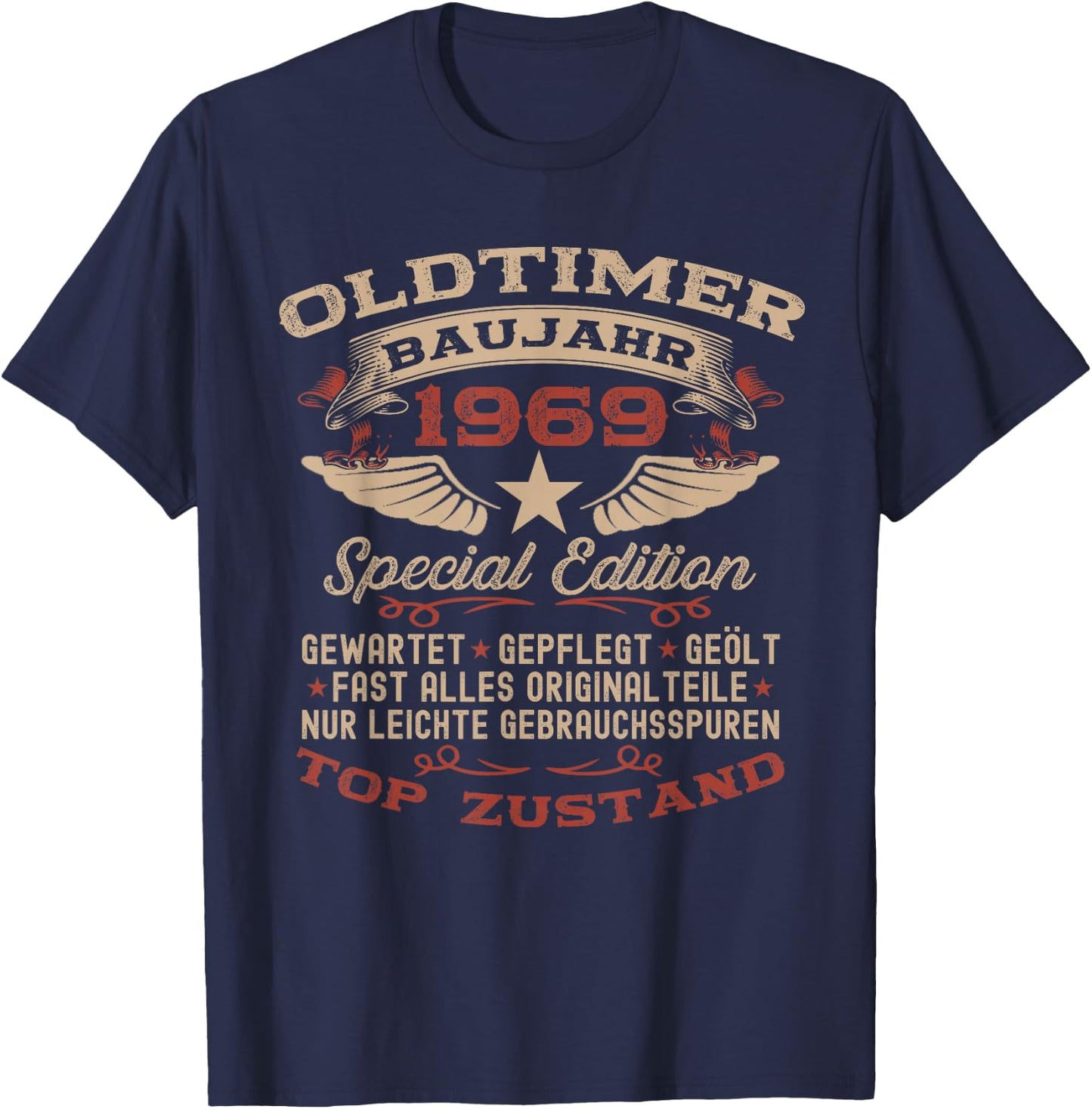 55th Birthday Gift Vintage 1969 Vintage Funny , black T-Shirt - T-Shirt | Navy
