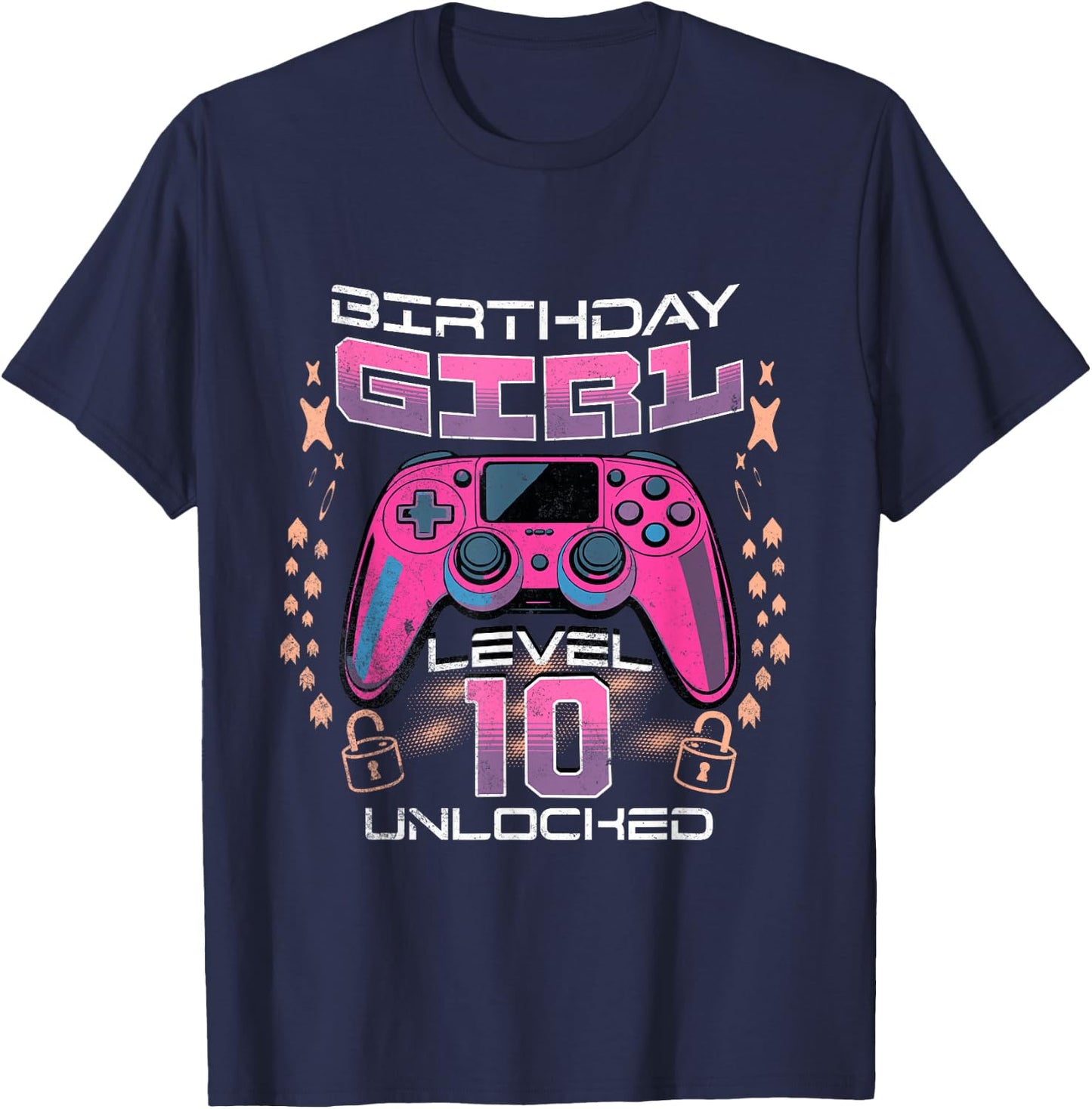 10th Birthday Gaming Gift Girl Age 10 Year Old Gamer Girls T-Shirt - T-Shirt | Navy