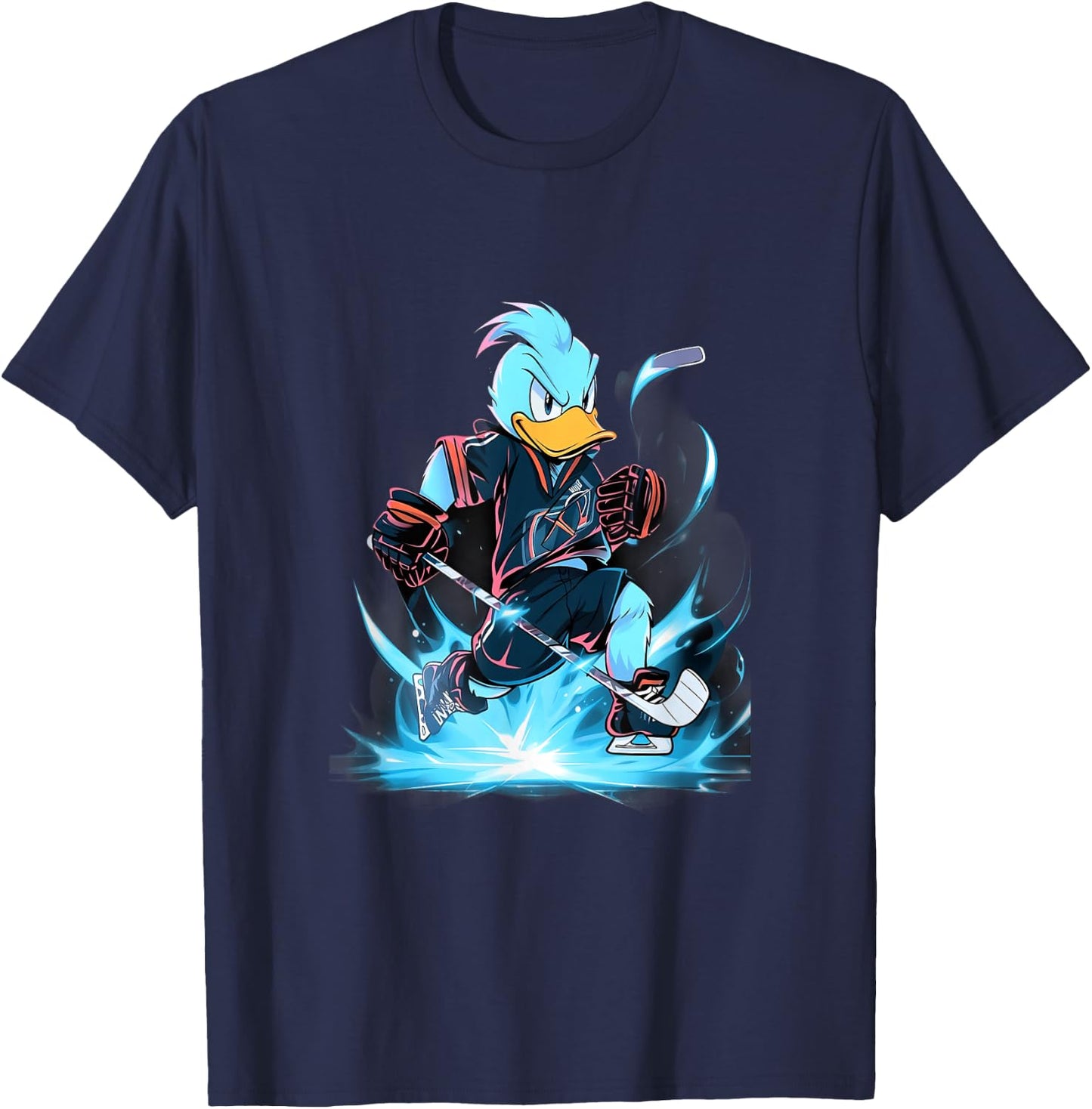 Duck Ice Hockey Player Hockey Stick Goalkeeper T-Shirt - T-Shirt | Navy