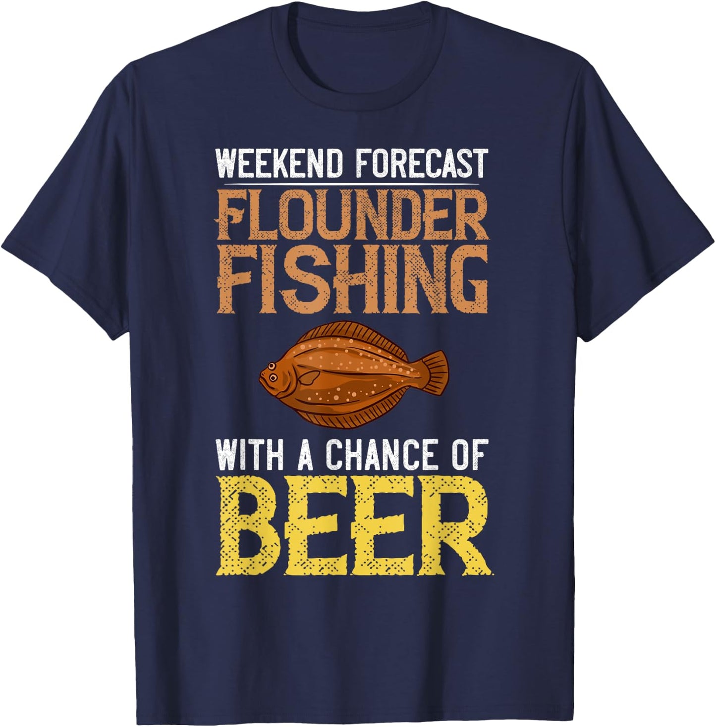 Flounder Fish Funny Animals Flatfish Fishing T-Shirt - T-Shirt | Navy