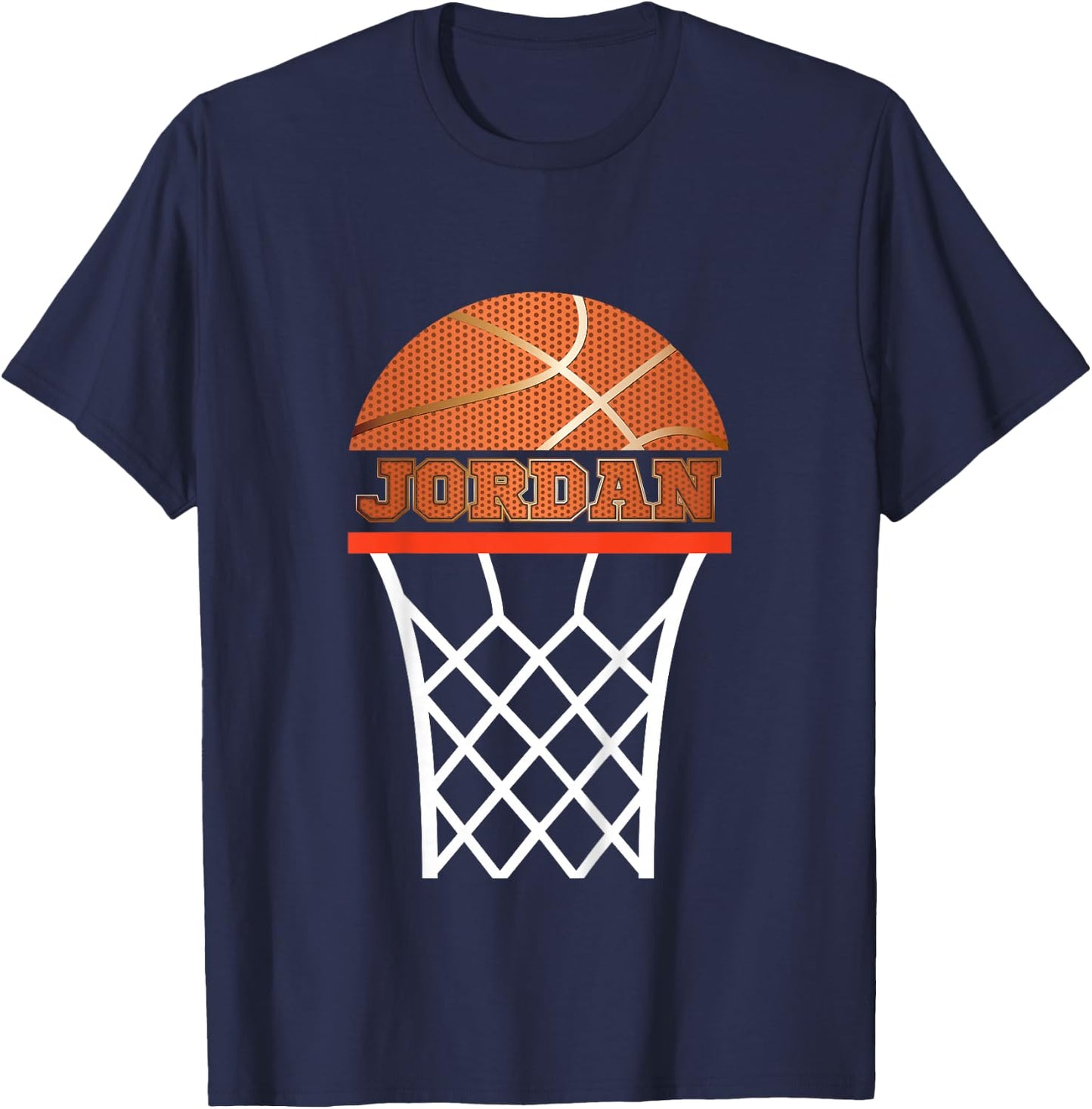 Basketball Jordan Custom Name Gift Boys, Youths T-Shirt - T-Shirt | Navy