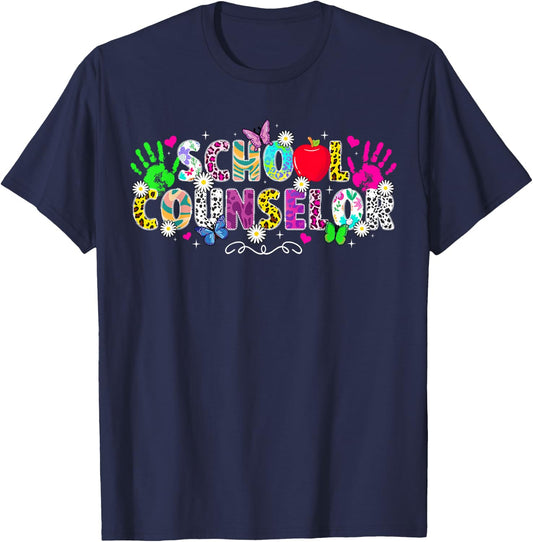 School Counselor Week School Counseling Leopard T-Shirt - T-Shirt | Navy