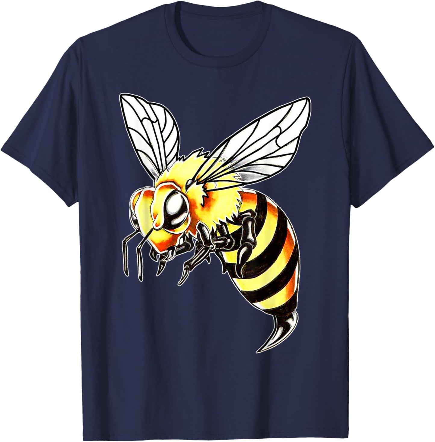 Bee Wasp, Hornet, Bumblebee , Black, S T-Shirt - T-Shirt | Navy
