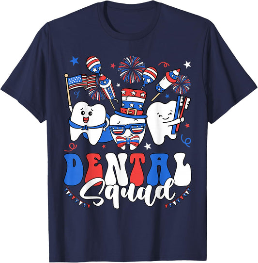 Dental Squad Hygienist 4th of July Dentist Dental Assistant T-Shirt - T-Shirt | Navy