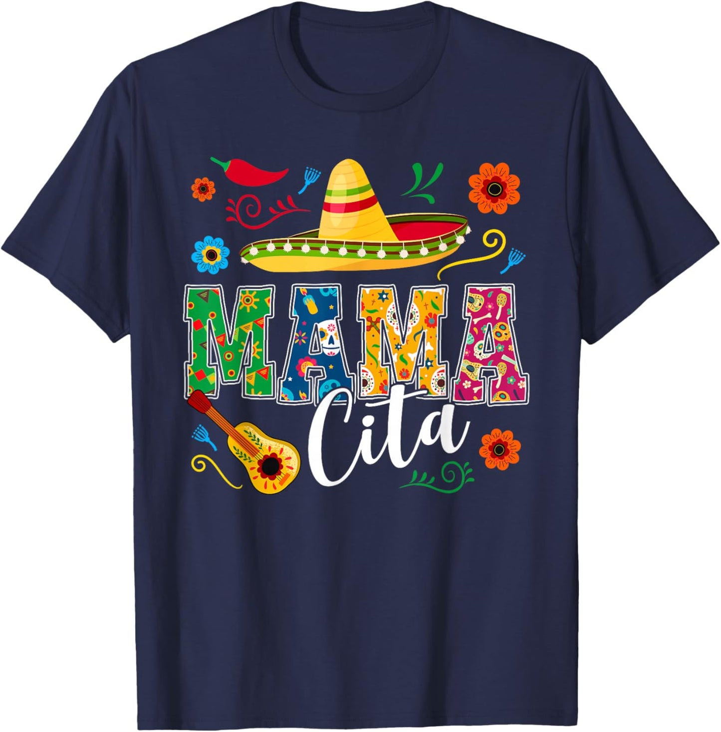 Cinco De Mayo Mamacita Flower Mama Cita Mexican T-Shirt - T-Shirt | Navy