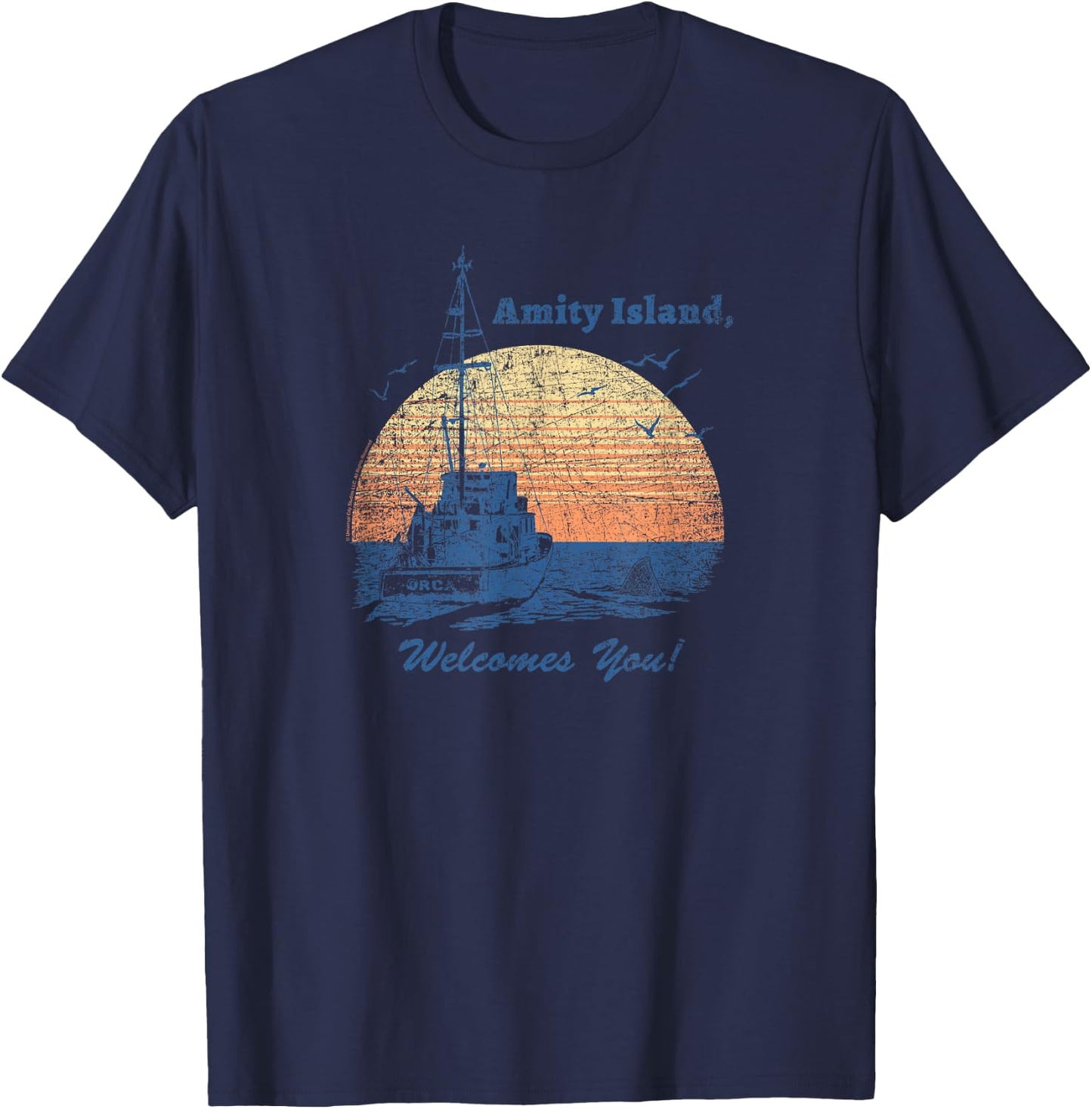 Jaws Vintage Amity Island , Black, S T-Shirt - T-Shirt | Navy