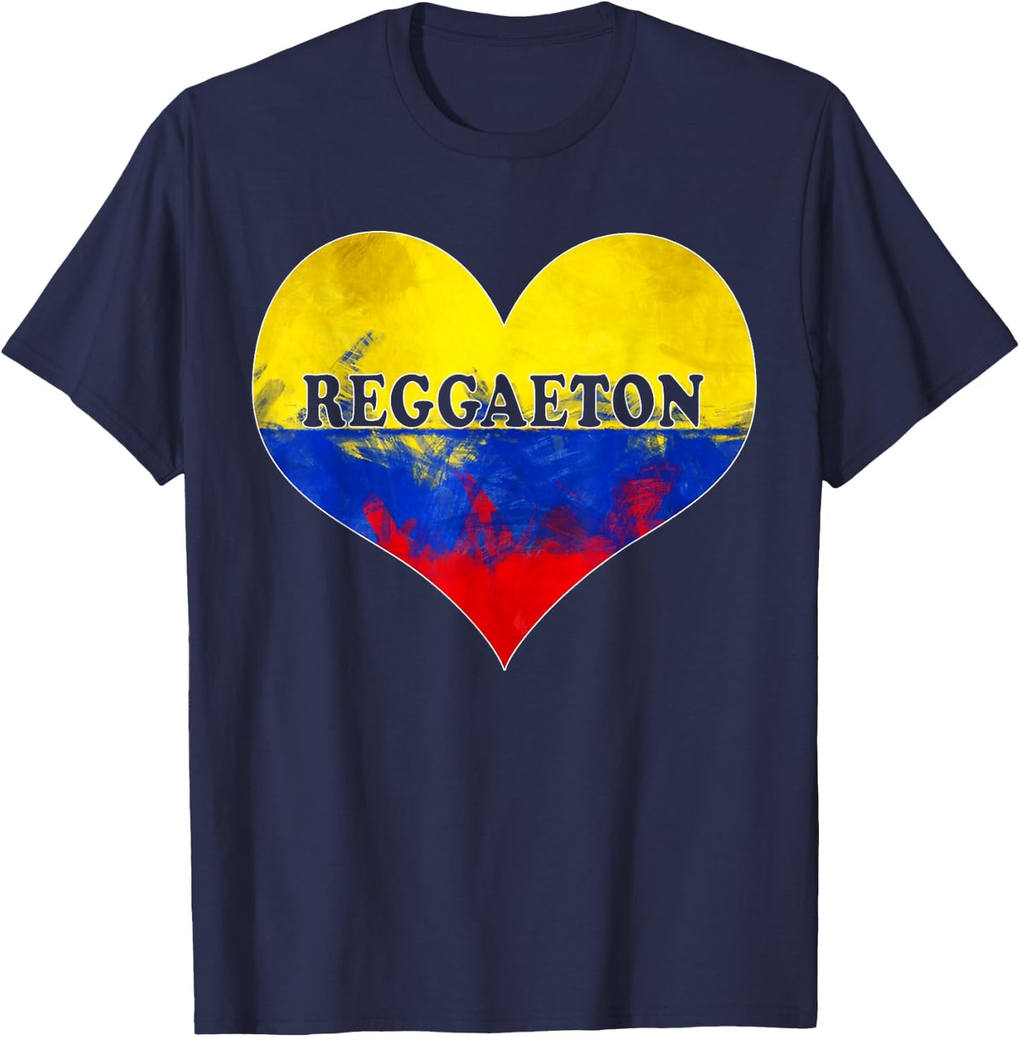 Reggaeton Shirt with Heart Colombian Flag I Love Reggaeton T-Shirt - T-Shirt | Navy