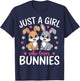 Just a Girl Who Loves Bunnies Rabbit T-Shirt - T-Shirt | Navy