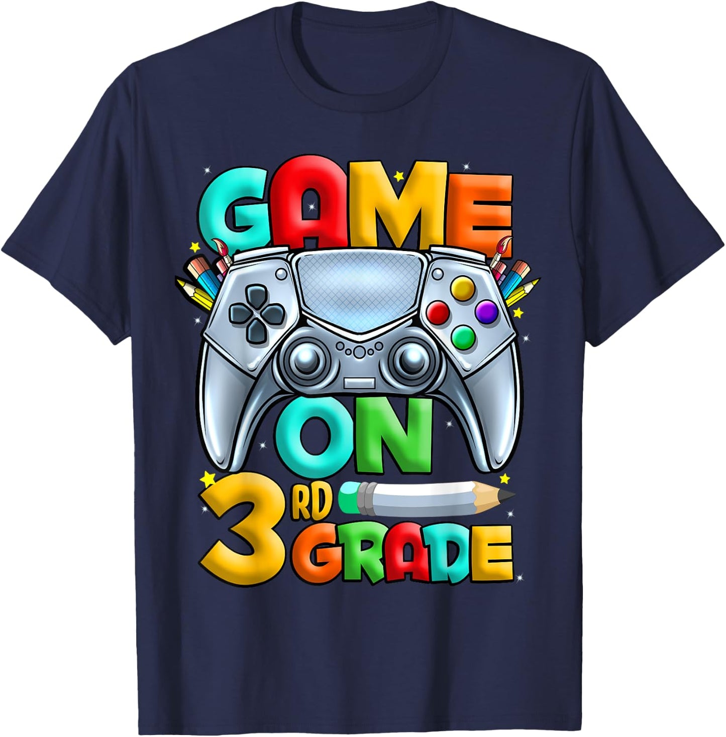 Game On 3rd Grade Back To School 3rd Grade Level Unlocked T-Shirt - T-Shirt | Navy