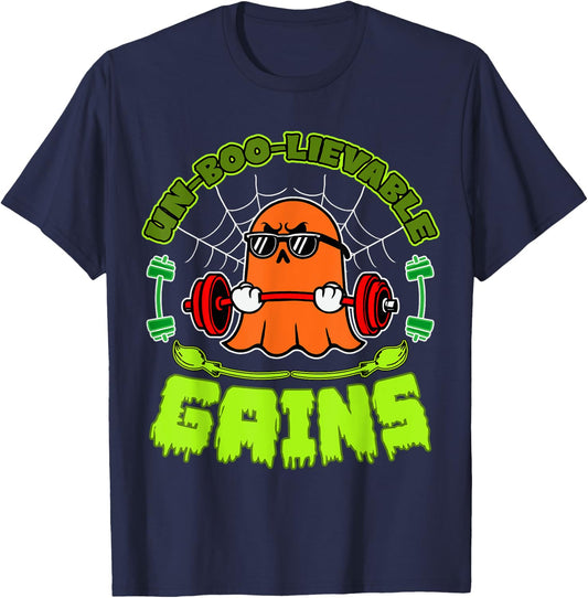 Halloween Workout Ghost Training With Barbell T-Shirt - T-Shirt | Navy