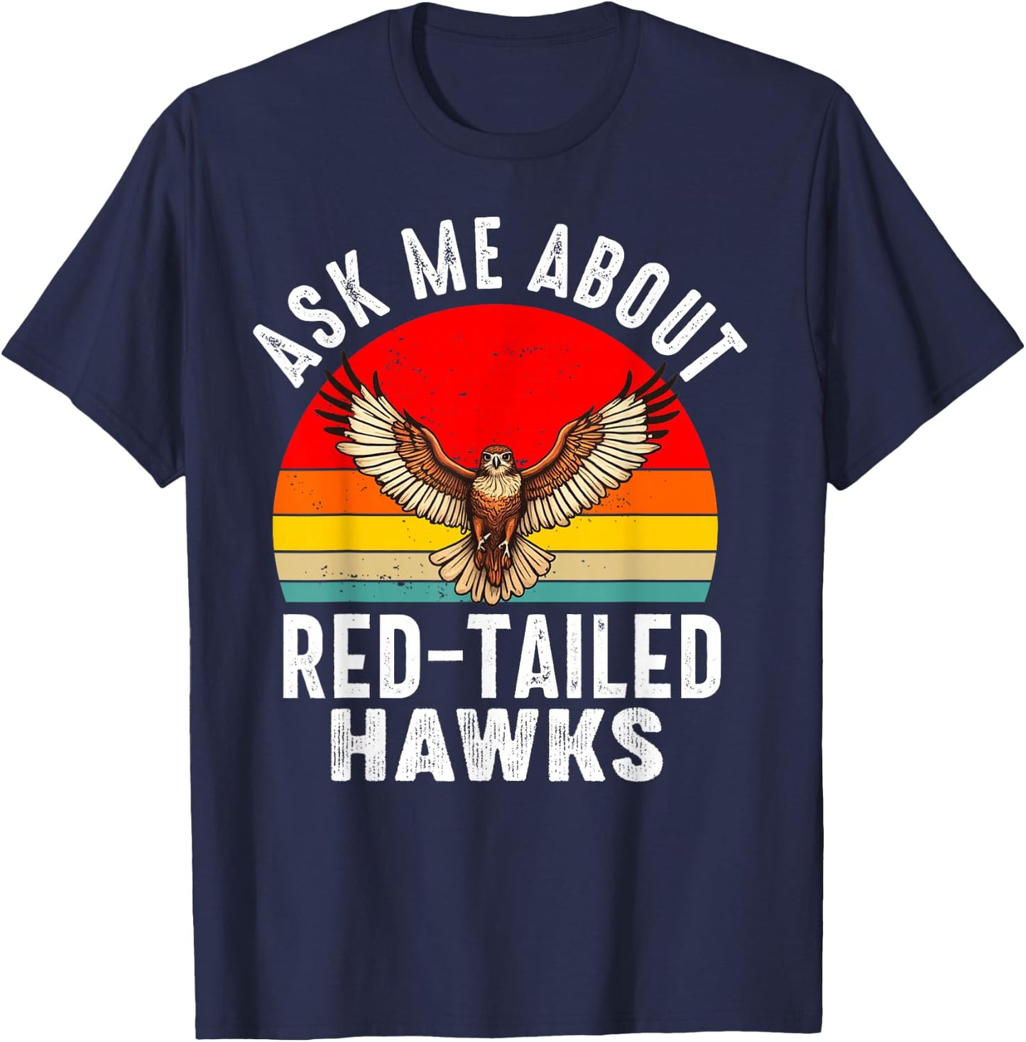 Red Tailed Hawk Chickenhawk Harlan's Hawk Buteo Jamaicensis T-Shirt - T-Shirt | Navy