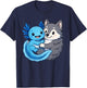 Cute Axolotl Hugging Wolf T-Shirt - T-Shirt | Navy
