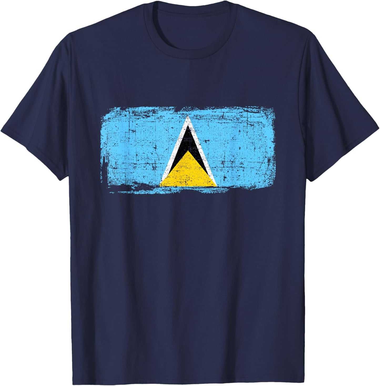 Saint Lucia Flag Pride Gift Distressed Vintage Style T-Shirt - T-Shirt | Navy