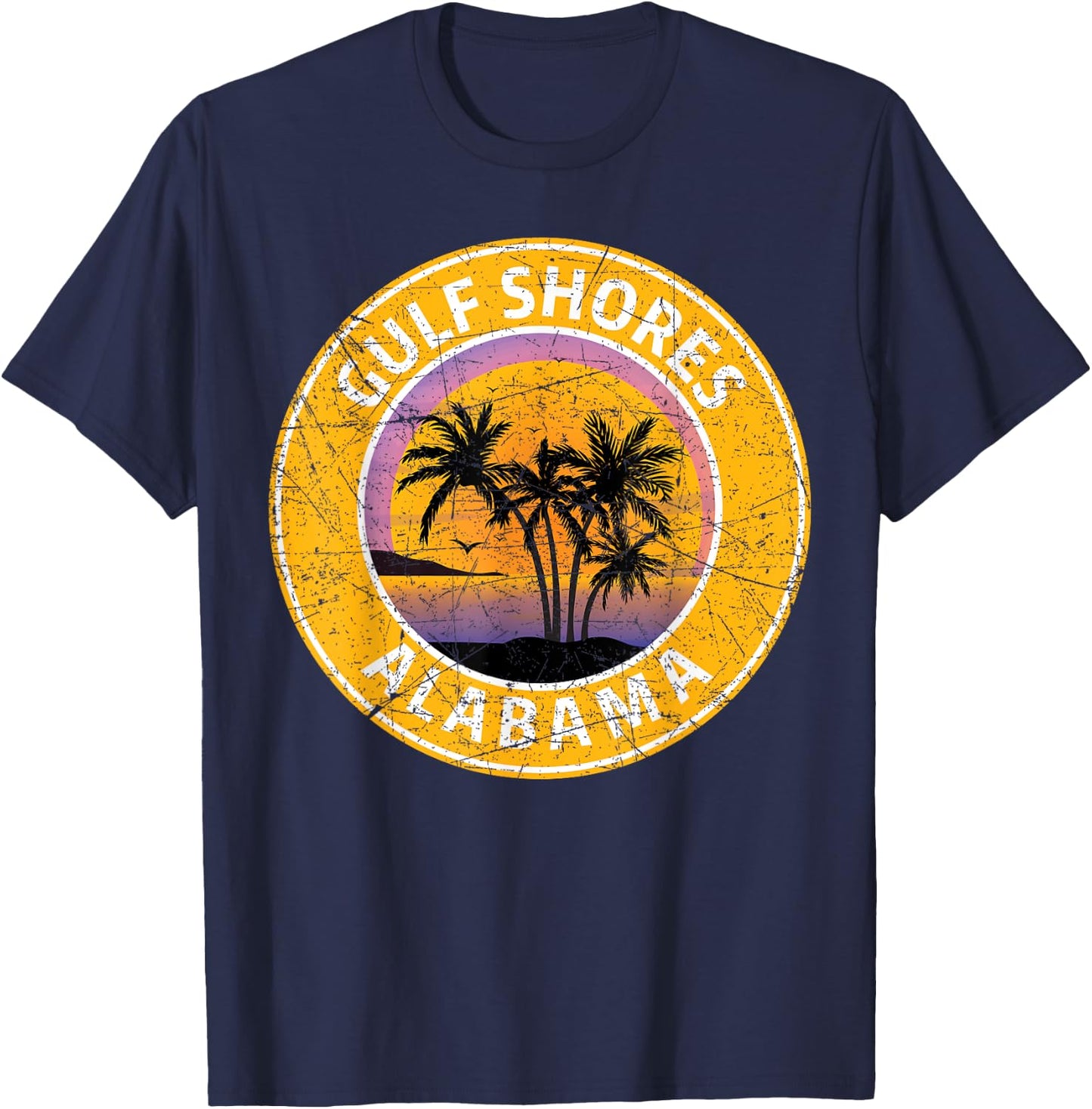 Gulf Shores Alabama Al Vintage Retro 80s Summer Travel T-Shirt - T-Shirt | Navy