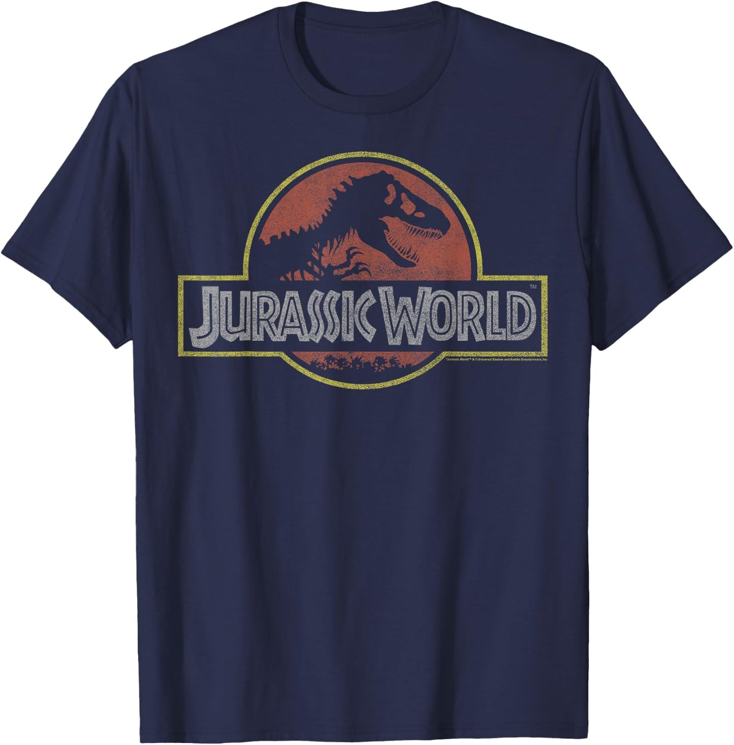 Jurassic World Classic Retro T-Rex Logo T-Shirt - T-Shirt | Navy